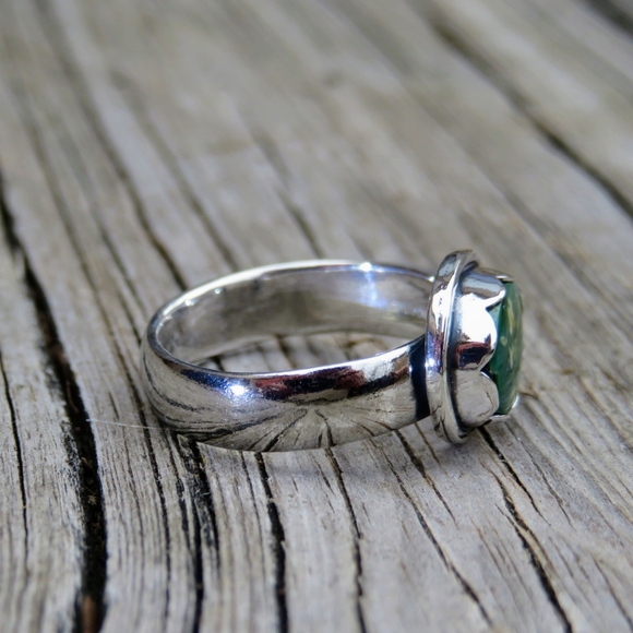 SOLDArtisan Sterling Silver Green Royston Turquoise Ring - Picture 5 of 6